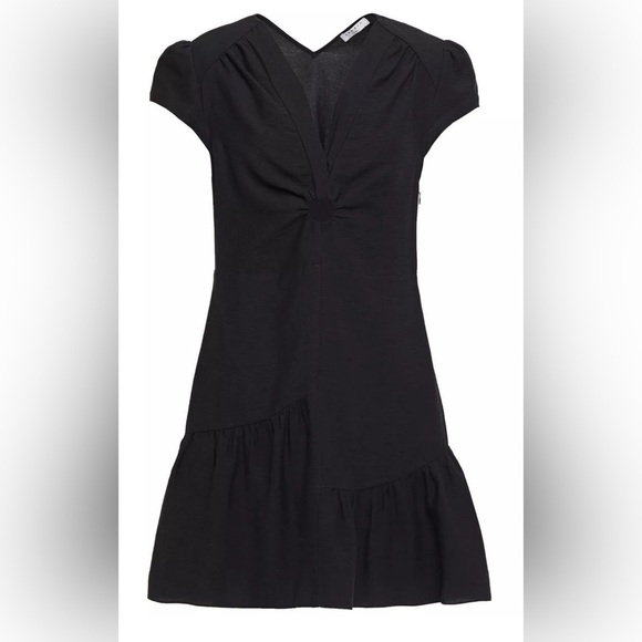 Sandro Paris Ronald CutOut Gathered Twill Linen Blend Mini Dress In Black, 38/M - Picture 6 of 15